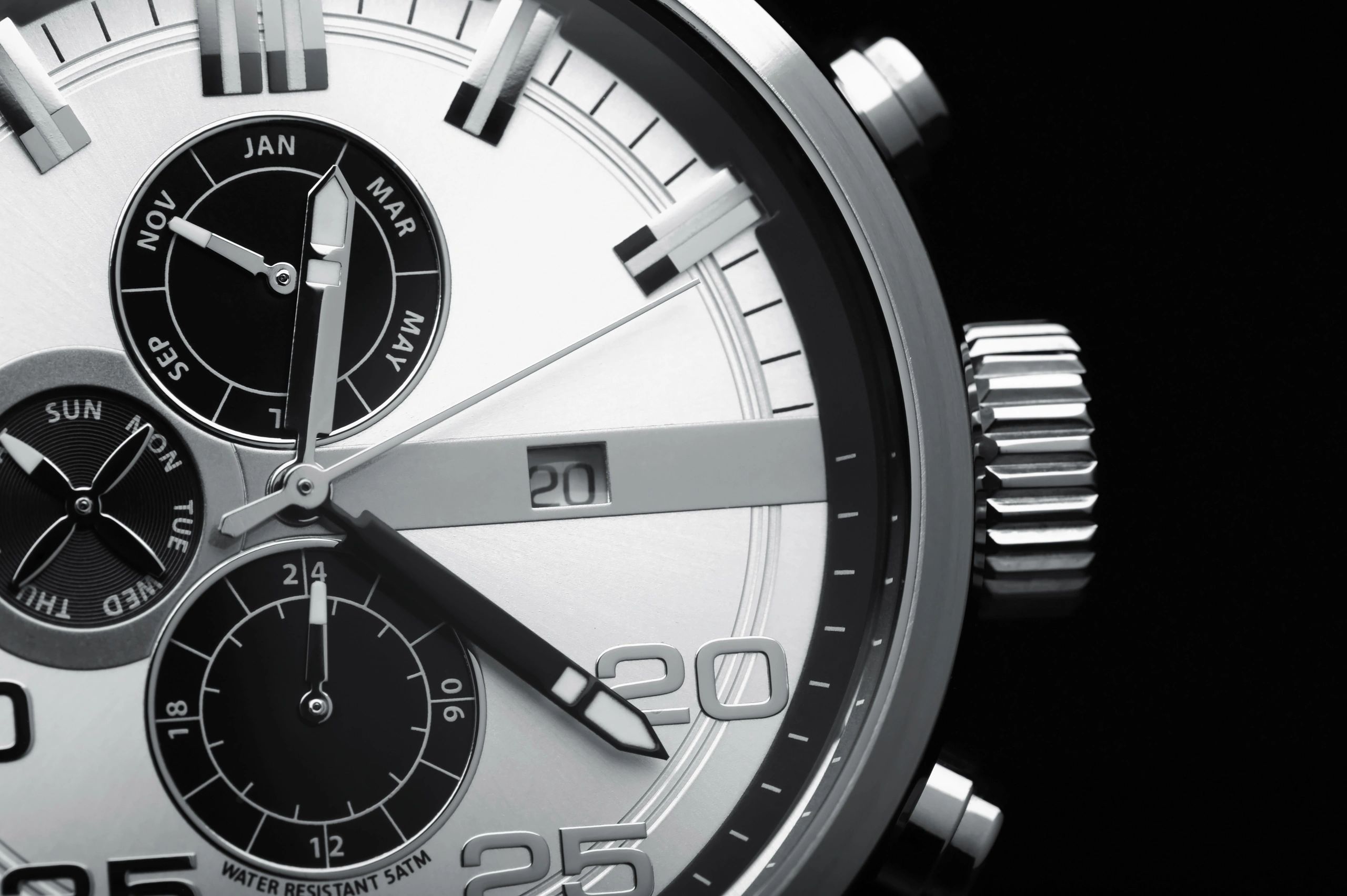 Luxury mechanical watch on black background